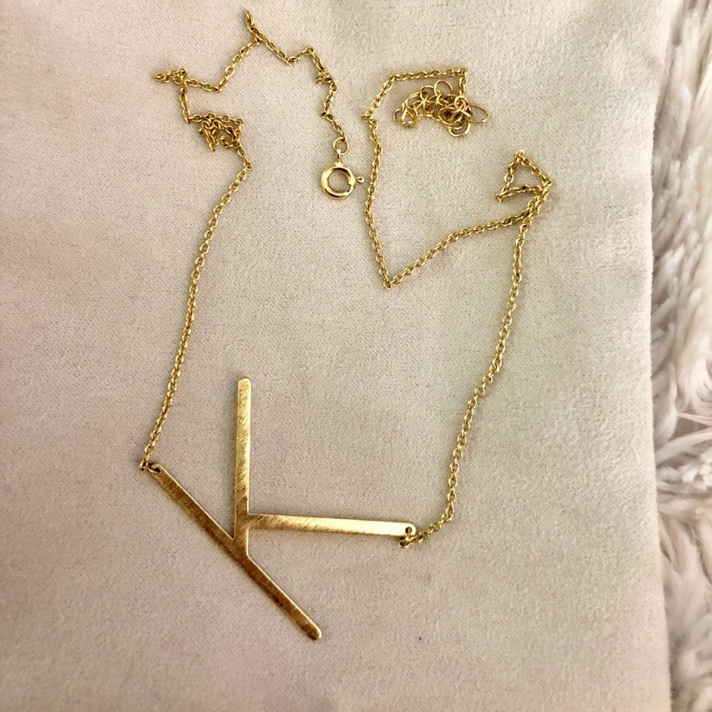 Gold block letter monogram necklace Anthropologie